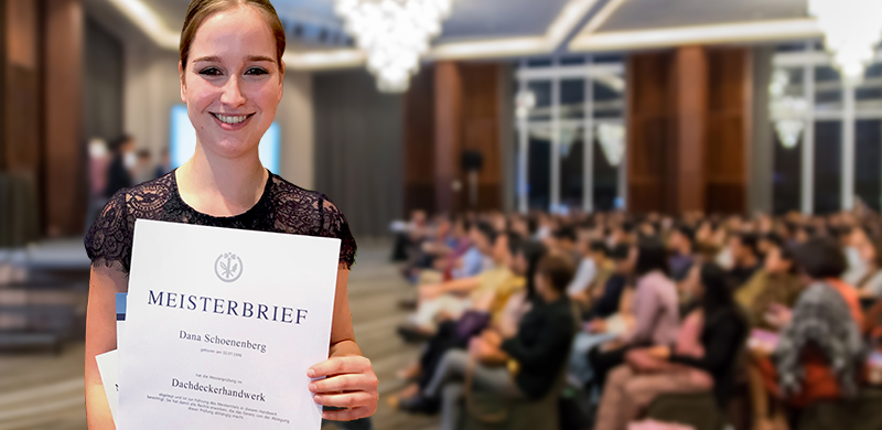 Im Mai 2018 hielt Dana Schoenenberg mit 21 Jahren den Meisterbrief in den Händen – als Beste von 90 Gleichgesinnten, die zur Prüfung angetreten waren. Und das mit einer Traumnote von 1,08.