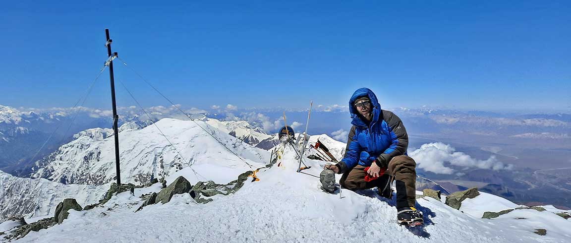 Bild von Bergsteiger und Dachklempner Jürgen Landmann auf dem Pik Lenin