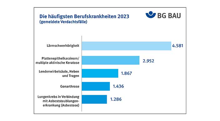 Bild von BG Bau Statistik über Berufskrankheiten