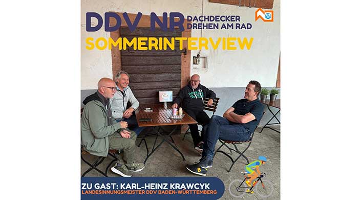 Bild von den drei Dachdeckermeistern beim Podcast mit Karl-Heinz Krawczyk