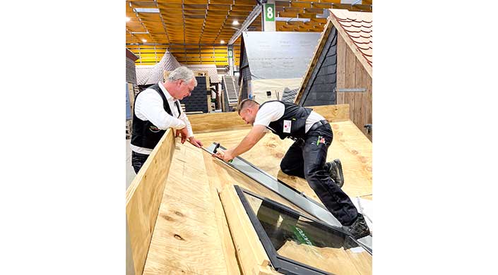 Bild von Jan Thullesen beim Training für die Dachdecker-WM