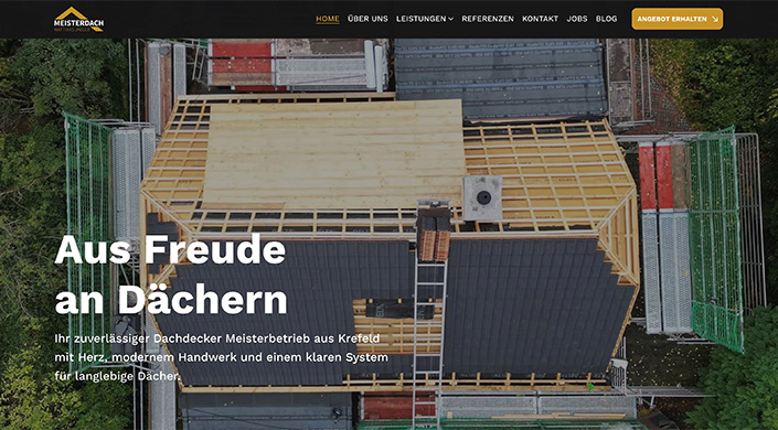 Bild von Website von Firma Meisterdach von Dachdecker Matthias Jäger