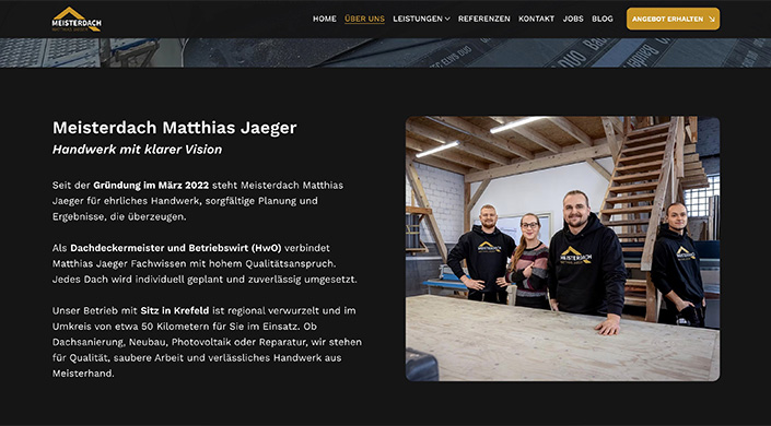 Bild von Website von Dachdecker Matthias Jäger